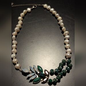 Sorrelli Pearl and Emerald Green Necklace